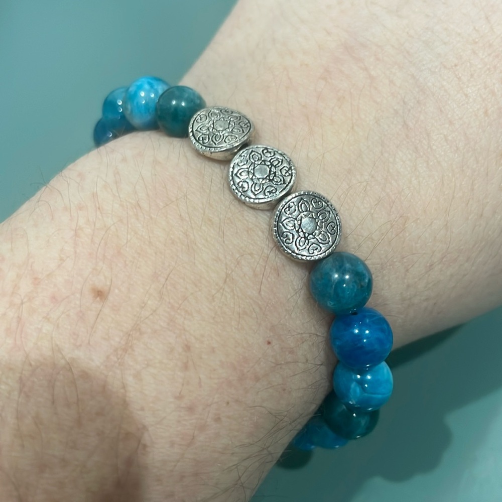 Blue Apatite Crystal Beaded Bracelet